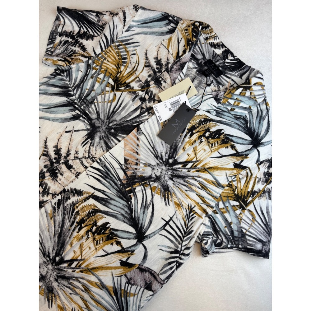 MAGASCHONI Men's Hawaiian Print Shirt‎ Short Sleeve Button Up Casual Medium New